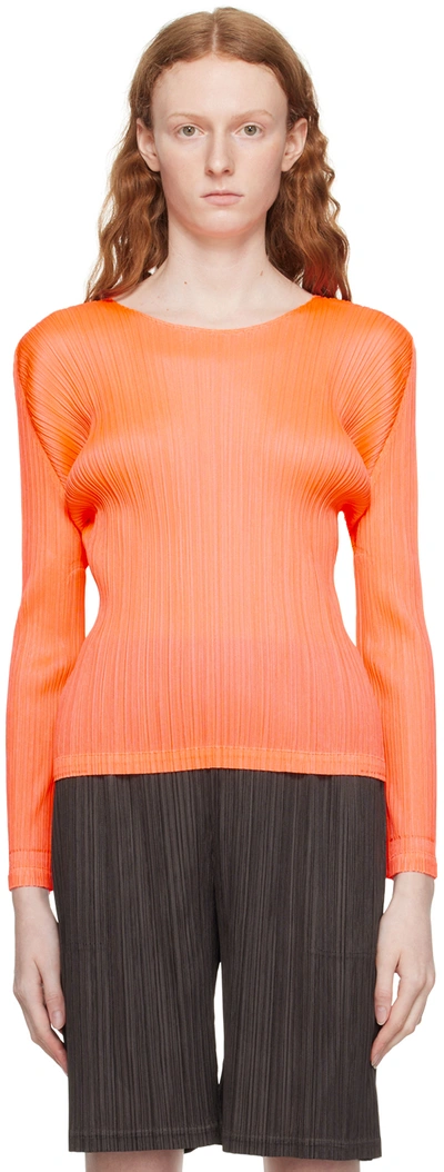 Shop Issey Miyake Orange Monthly Colors January Long Sleeve T-shirt In 30 Neon Orange
