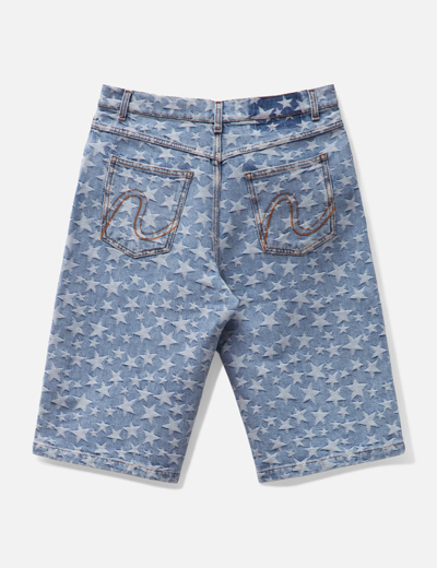 Shop Erl Unisex Denim Jacquard Shorts In Blue
