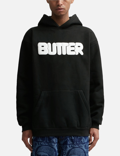 Shop Butter Goods Puff Rounded Logo Hoodie In Black