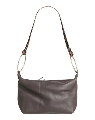 Shop Anita Bilardi Woman Shoulder Bag Dark Brown Size - Bull Skin, Cotton, Polyester