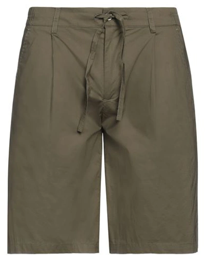Shop Grey Daniele Alessandrini Man Shorts & Bermuda Shorts Military Green Size 36 Cotton, Elastane