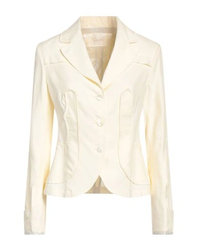 Shop Capalbio Woman Blazer Cream Size 6 Linen, Viscose In White