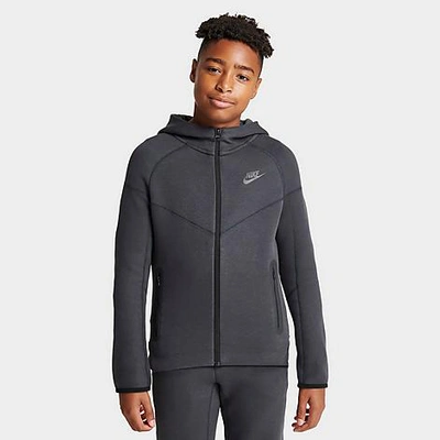 Shop Nike Boys' Sportswear Tech Fleece Full-zip Hoodie In Anthracite/black/black