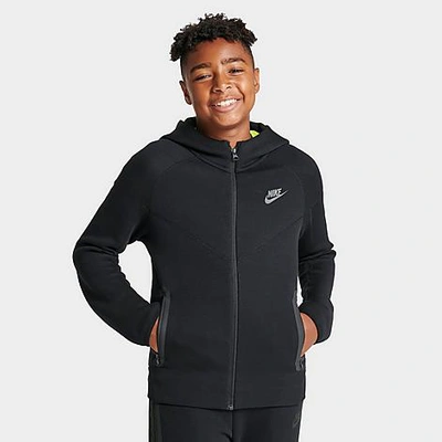 Shop Nike Boys' Sportswear Tech Fleece Full-zip Hoodie In Black/black/black