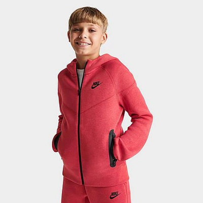 Shop Nike Boys' Sportswear Tech Fleece Full-zip Hoodie In Light University Red Heather/black/black