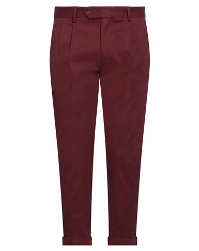 Shop Paul Miranda Man Pants Burgundy Size 34 Cotton, Elastane In Red