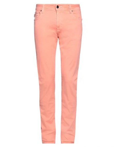 Shop Tramarossa Man Denim Pants Salmon Pink Size 33 Cotton, Polyester, Elastane