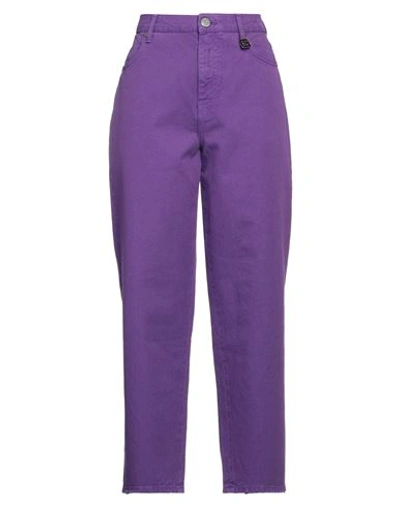 Shop Gaelle Paris Gaëlle Paris Woman Jeans Purple Size 30 Cotton