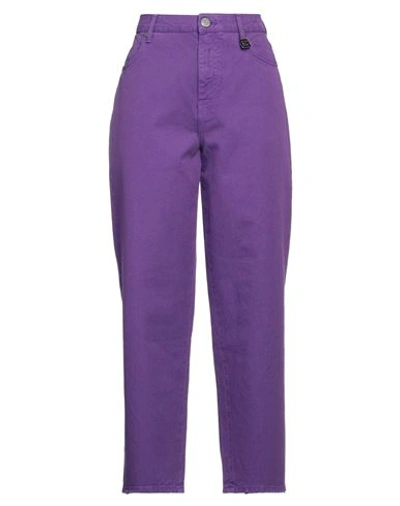 Gaelle Paris Gaëlle Paris Woman Jeans Purple Size 27 Cotton In Purple
