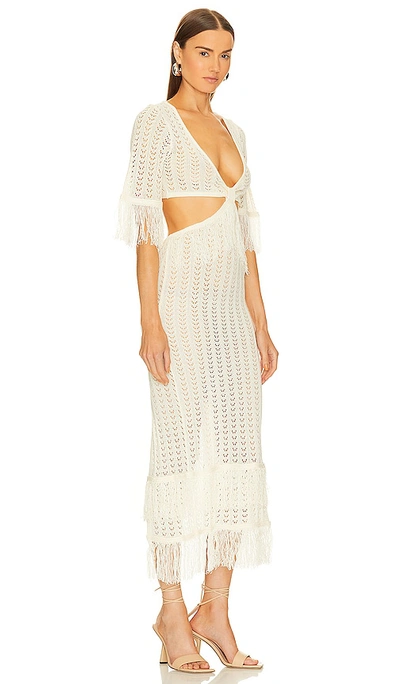 Michael Costello X Revolve Hanley Fringe Maxi Knit Dress In Ivory