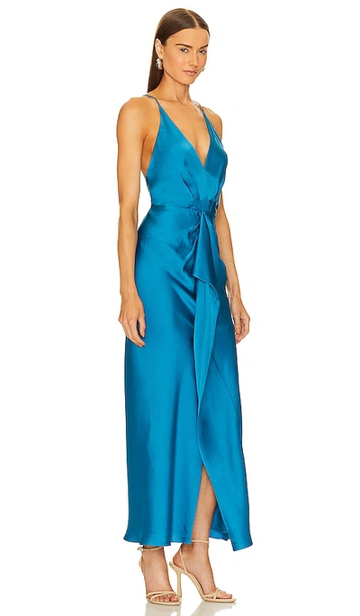 Shop Simkhai Giana Draped Gown In Teal