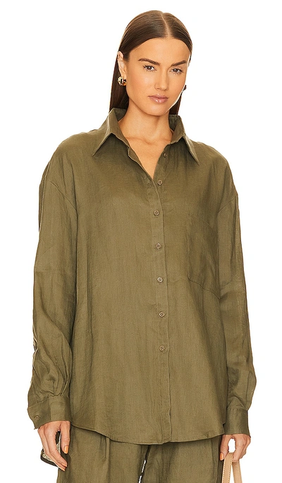 Shop Aexae Linen Woven Shirt In Army