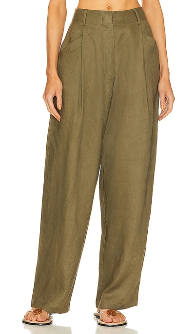 Shop Aexae Linen Trousers In Army