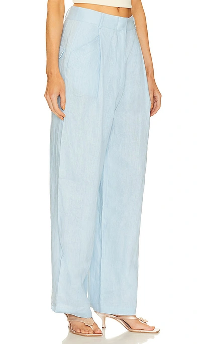 Shop Aexae Linen Trousers In Baby Blue
