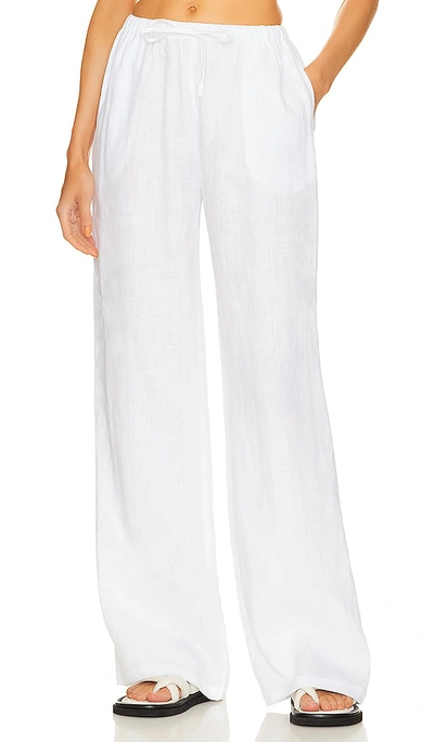 Shop Aexae Linen Drawstring Trouser In White