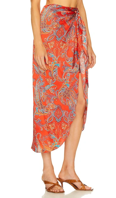 Shop L Agence Esa Sarong Skirt In Red
