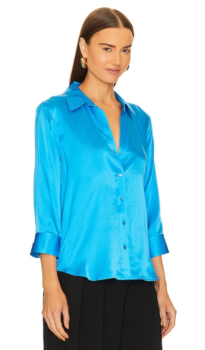 Shop L Agence Dani 3/4 Sleeve Blouse In Blue