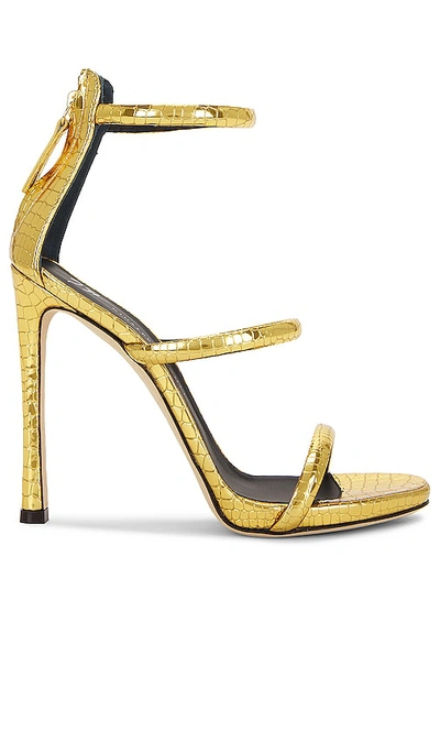 Shop Giuseppe Zanotti Heel Sandal In Metallic Gold