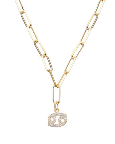 Shop Meshmerise 18k Over Silver 0.15 Ct. Tw. Diamond Zodiac Paperclip Necklace