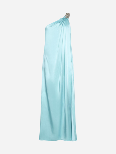 Shop Stella Mccartney Viscose-blend One-shoulder Dress In Aquamarine