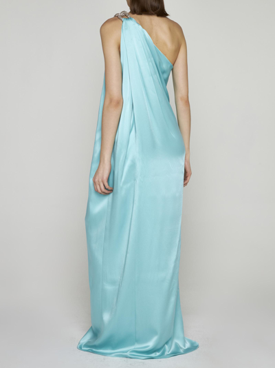 Shop Stella Mccartney Viscose-blend One-shoulder Dress In Aquamarine