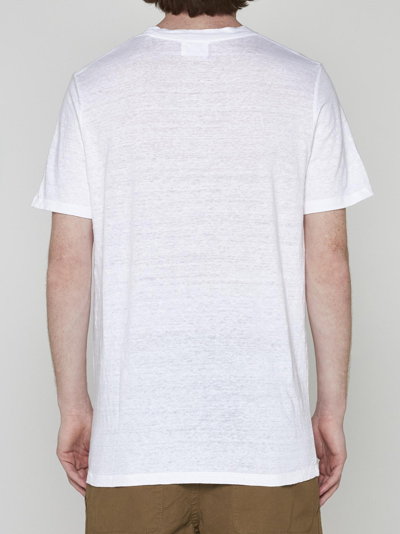 Shop Isabel Marant Karman Logo Linen T-shirt In White