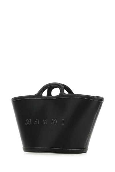 Shop Marni Black Leather Small Tropicalia Handbag