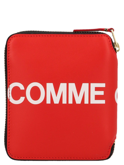 Shop Comme Des Garçons Shirt Logo Print Zipped Wallet In Red