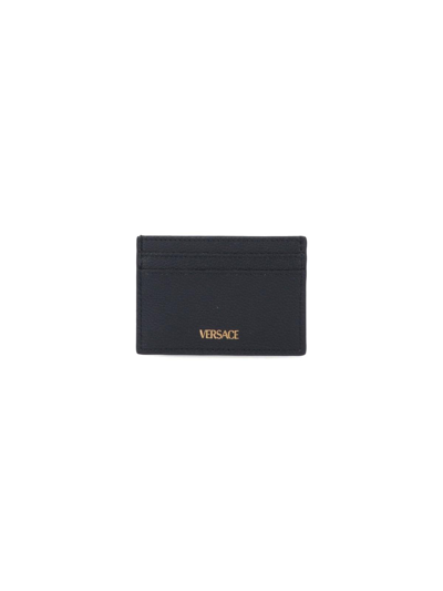 Shop Versace The Medusa Card Holder In Black/gold