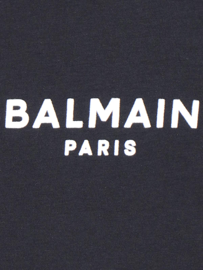 Shop Balmain Logo Crop T-shirt In Eab Noir/blanc