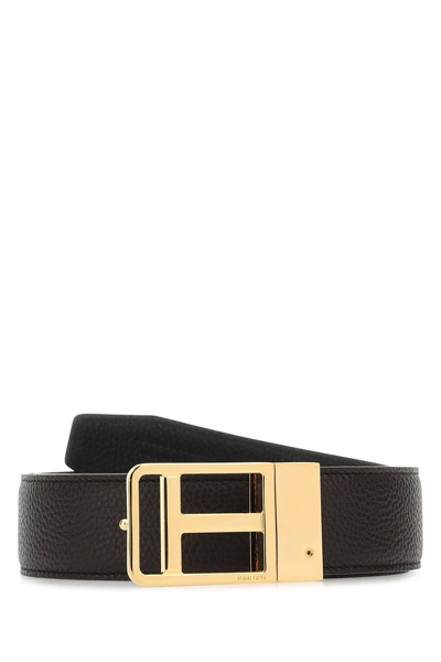 Shop Tom Ford Black Leather Belt In Multicolor