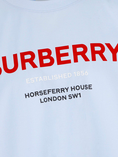 Shop Burberry Logo Printed Crewneck T-shirt In Blue