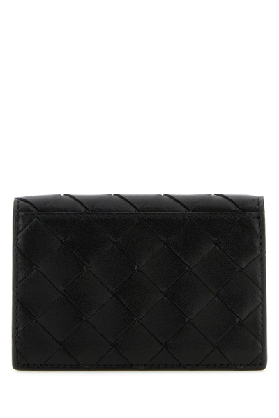 Shop Bottega Veneta Black Leather Business Card Holder In Nero