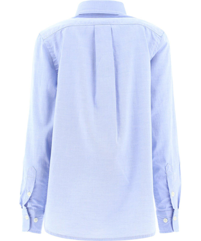 Shop Polo Ralph Lauren Logo Embroidered Slim Fit Shirt In Blu