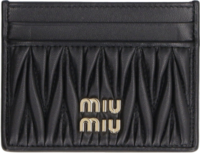 Shop Miu Miu Logo Lettering Card Holder In Nero