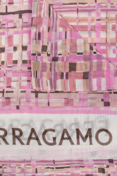Shop Ferragamo Checked Scarf In Pink