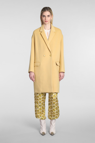 Shop Isabel Marant Efegozi Coat In Yellow Wool