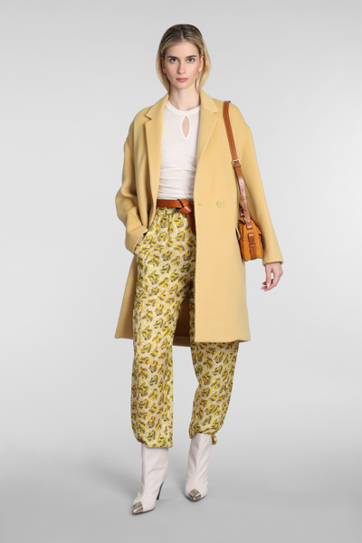 Shop Isabel Marant Efegozi Coat In Yellow Wool