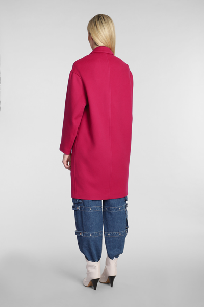Shop Isabel Marant Efegozi Coat In Fuxia Wool
