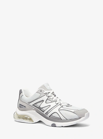 Shop Michael Kors Kit Extreme Mesh And Faux Suede Trainer In Grey