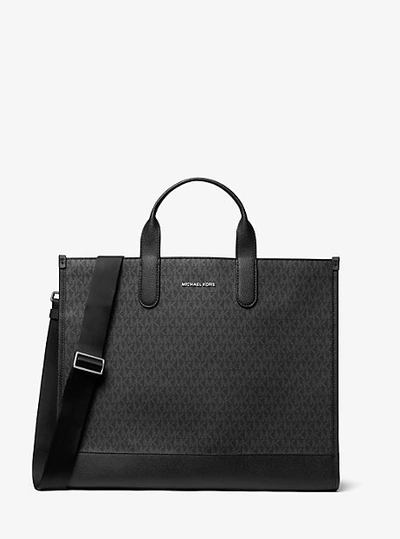 Shop Michael Kors Hudson Logo Tote Bag In Black