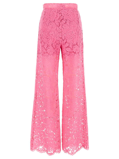 Shop Dolce & Gabbana Lace Pants In Pink