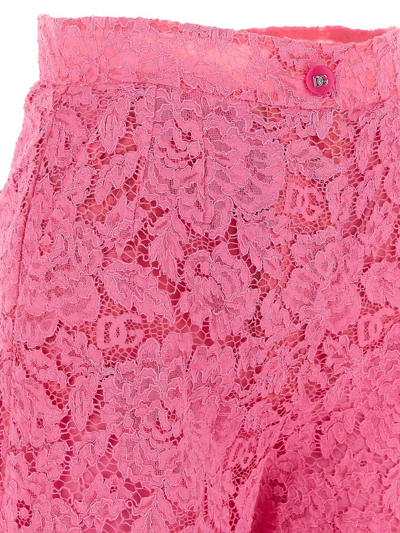 Shop Dolce & Gabbana Lace Pants In Pink