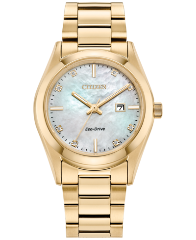 Shop Citizen Eco-drive Women's Sport Luxury Diamond Accent Gold-tone Stainless Steel Bracelet Watch 33mm