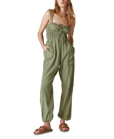 Shop Lucky Brand Women's Tie-front Utility Jumpsuit In Four Leaf Clover