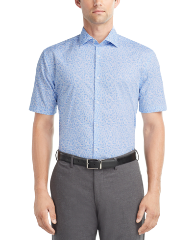 Shop Van Heusen Men's Slim-fit Flex Collar Short-sleeve Dress Shirt In French Blue