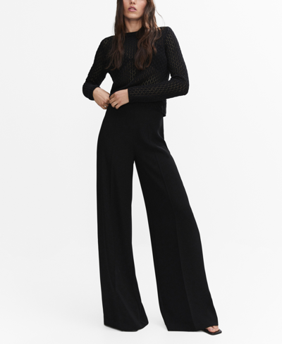 Shop Mango Women's High-waist Palazzo Trousers In Black