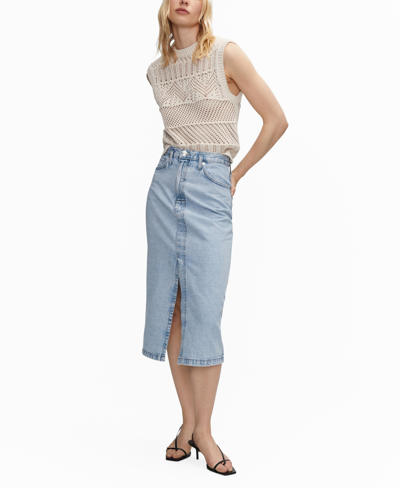 Mango Jupe Midi En Jean In Light Blue