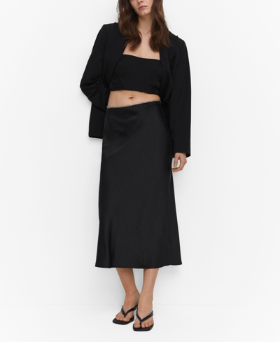 Shop Mango Women's Midi Satin Skirt In Black