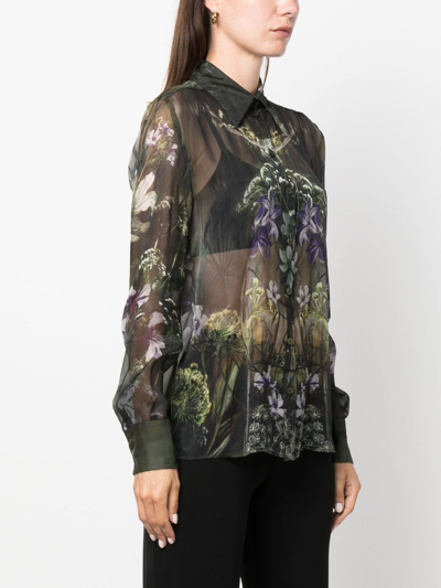 Shop Alberta Ferretti Floral-print Silk Shirt In Grau